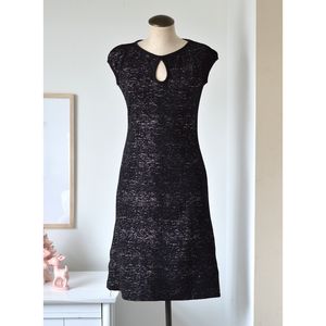 black sparkle sheath dress with front keyhole, small